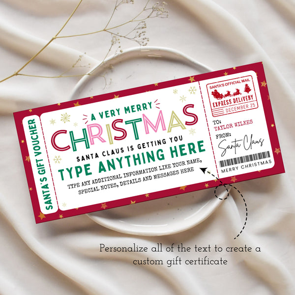 Holiday Gift Voucher | Christmas Gift Certificate Template | Ollie + Hank