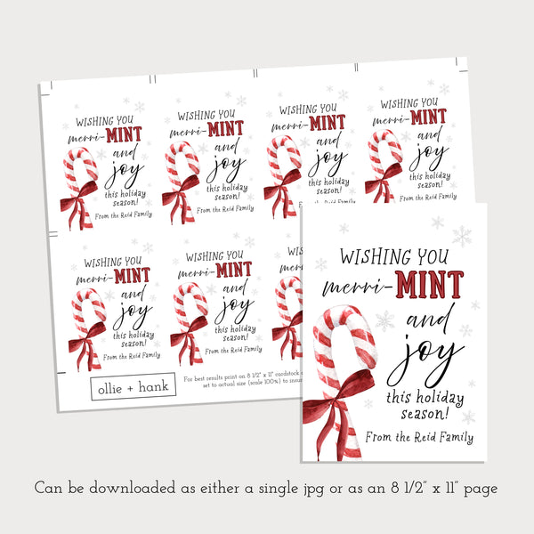 Candy Cane Tag | Christmas Gift Tags Printable | Ollie + Hank