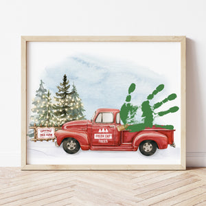 Christmas Handprint Art | Little Red Christmas Truck | Ollie + Hank