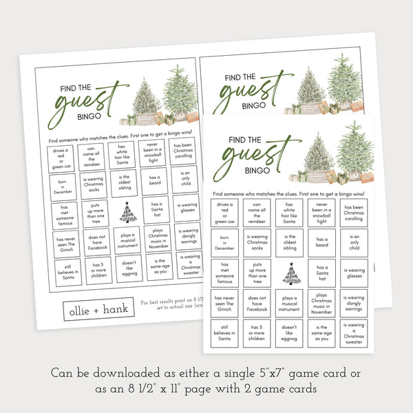 Find The Guest Bingo | Christmas Party Games | Ollie + Hank