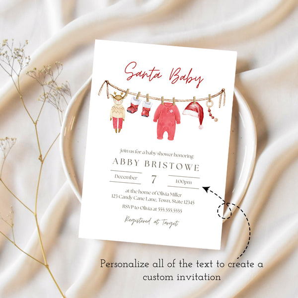 Christmas Baby Shower Invitations | Christmas Themed Baby Shower | Ollie + Hank