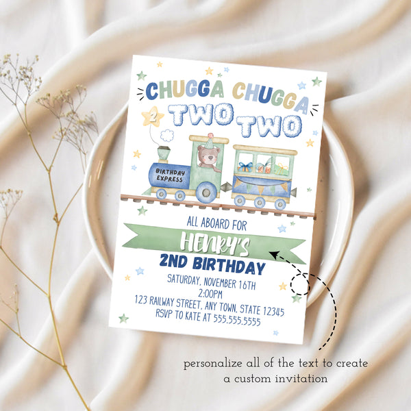 Train Birthday Invitation | Chugga Chugga Two Two Invitation | Ollie + Hank