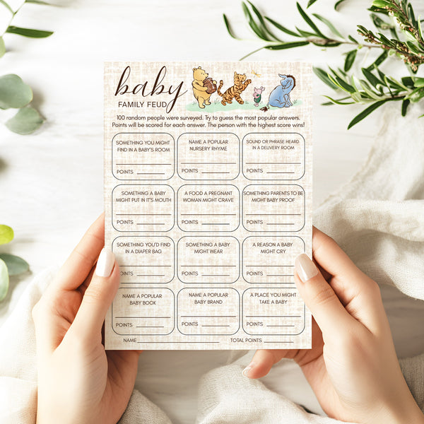 Baby Shower Family Feud | Classic Winnie The Pooh Baby Shower | Ollie + Hank