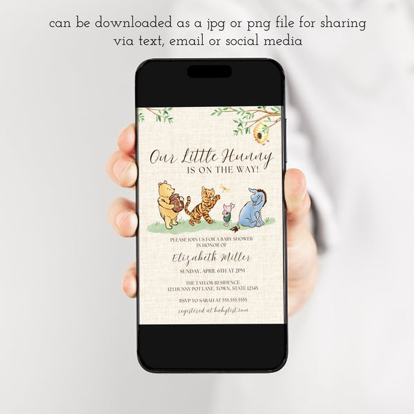 Winnie The Pooh Shower Invitation | Classic Winnie The Pooh Baby Shower | Ollie + Hank