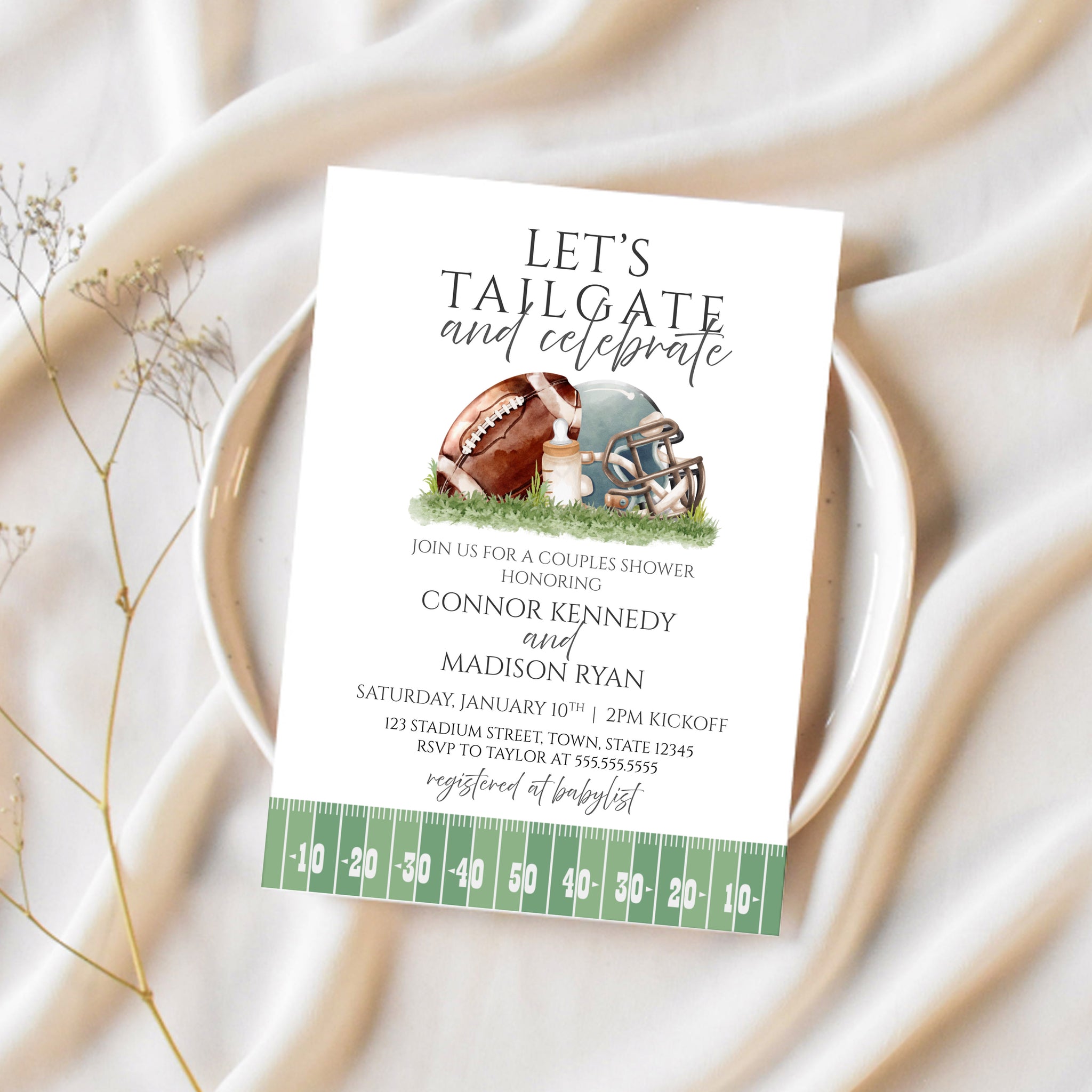 Couples Baby Shower Invitation | Football Baby Shower | Ollie + Hank