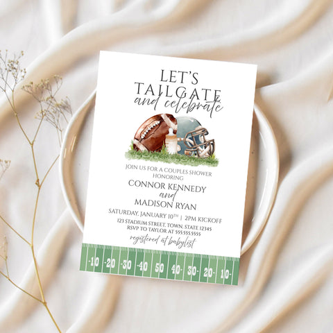 Couples Baby Shower Invitation | Football Baby Shower | Ollie + Hank