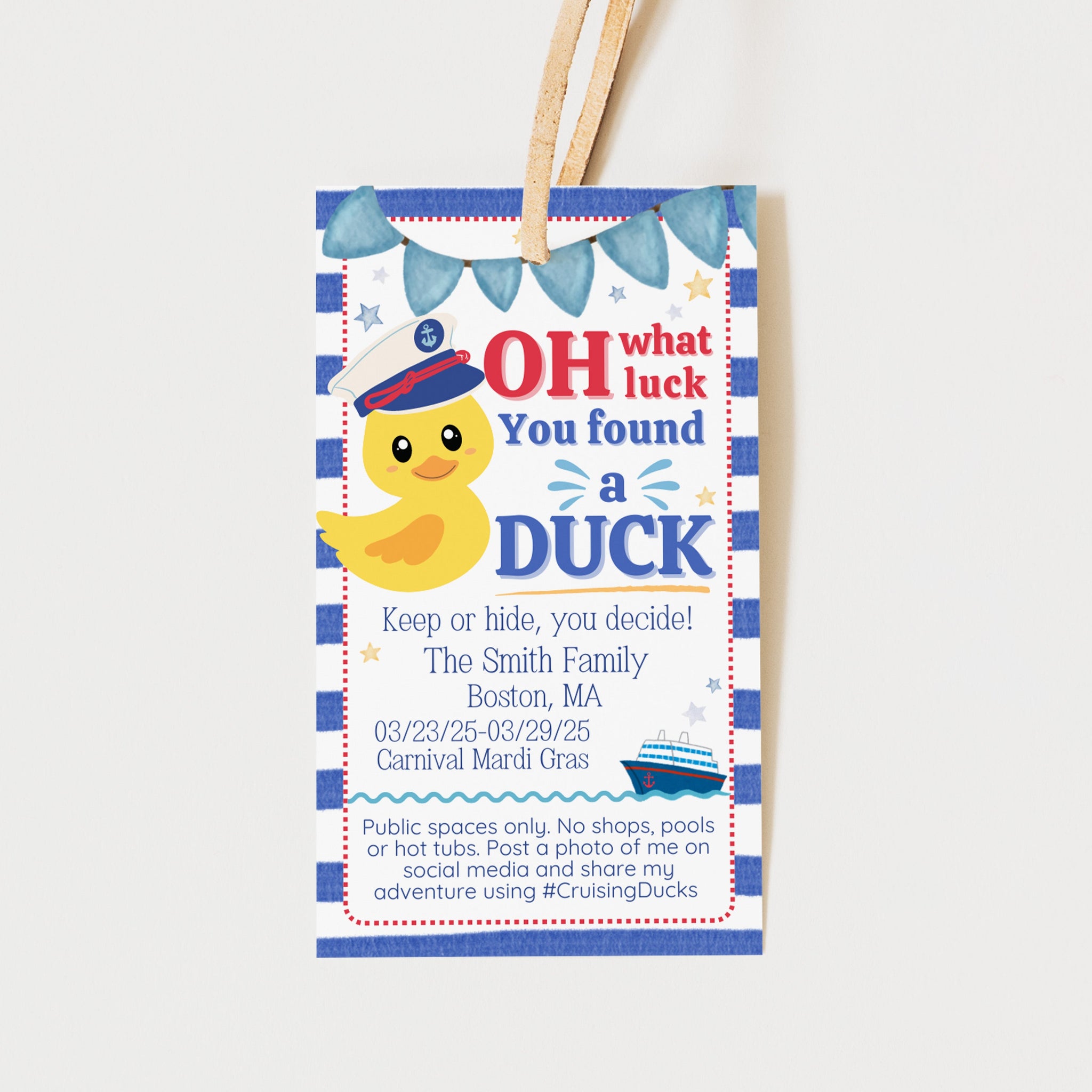 Cruise Duck Tags PDF | Cruising Ducks Tag | Ollie + Hank