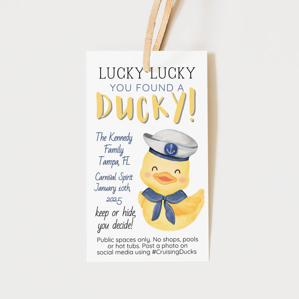 Cruise Duck Tag Template | Cruising Ducks Tag | Ollie + Hank