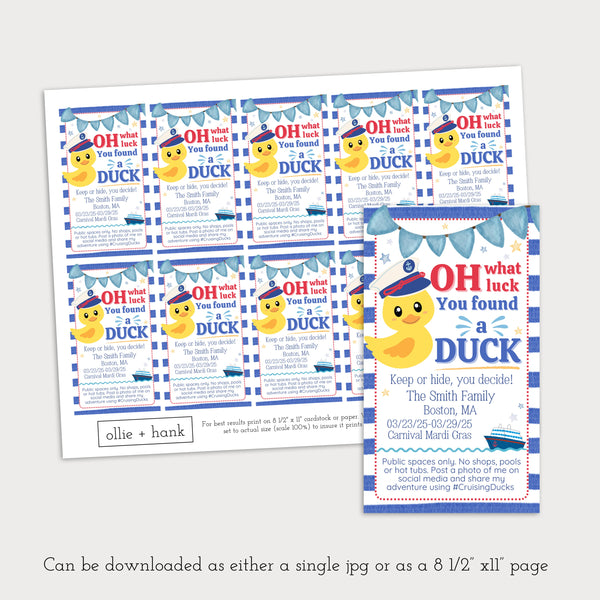 Cruise Duck Tags PDF | Cruising Ducks Tag | Ollie + Hank