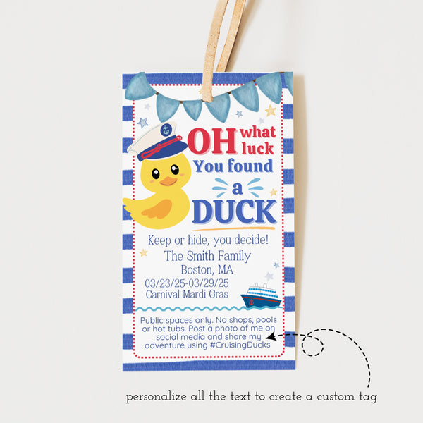 Cruise Duck Tags PDF | Cruising Ducks Tag | Ollie + Hank