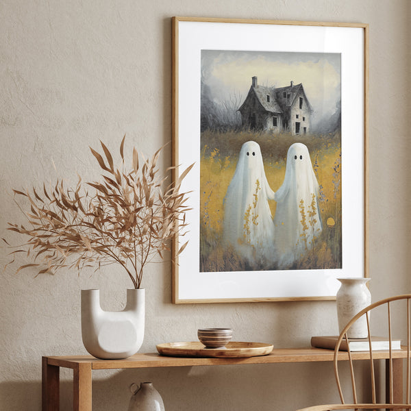 Ghost Painting | Cute Ghosts In Field | Ollie + Hank
