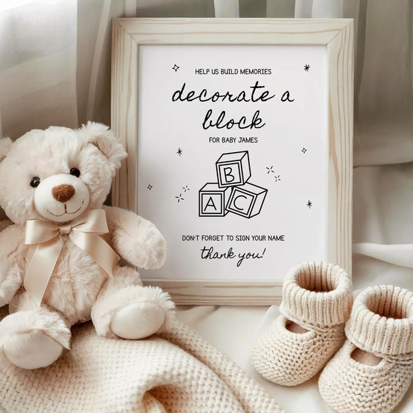 Baby Shower Sign | Decorate A Block Baby Shower | Ollie + Hank