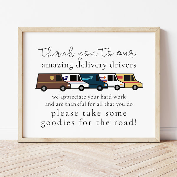 Delivery Driver Snack Sign | Delivery Driver Thank You Sign | Ollie + Hank