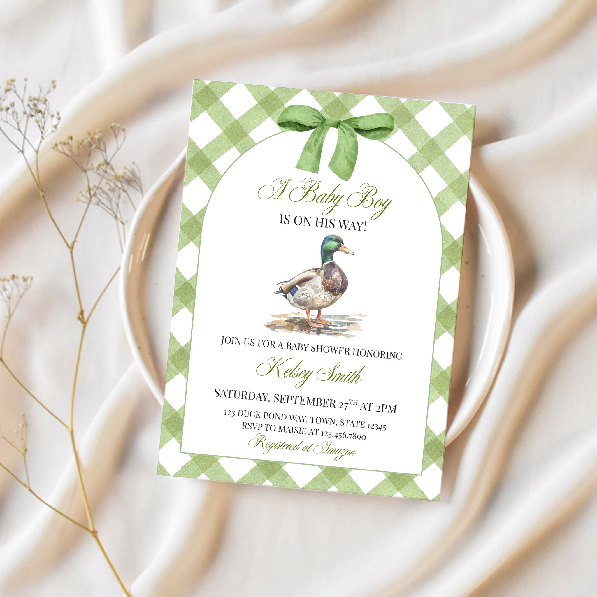 Duck Hunting Baby Shower | Mallard Duck Baby Shower Invitation | Ollie + Hank