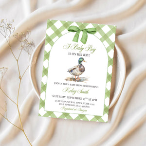 Duck Hunting Baby Shower | Mallard Duck Baby Shower Invitation | Ollie + Hank