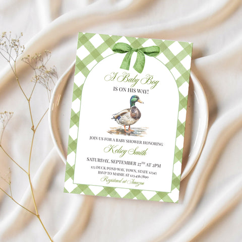 Duck Hunting Baby Shower | Mallard Duck Baby Shower Invitation | Ollie + Hank