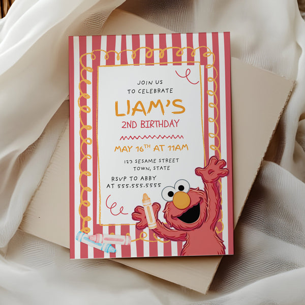 Elmo Birthday Invitation | Elmo Birthday Party | Ollie + Hank