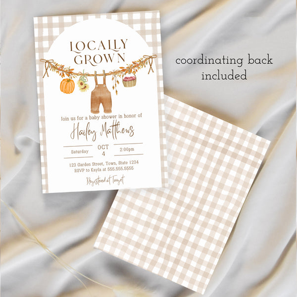 Locally Grown Baby Shower | Fall Farmers Market Baby Shower Invitation | Ollie + Hank