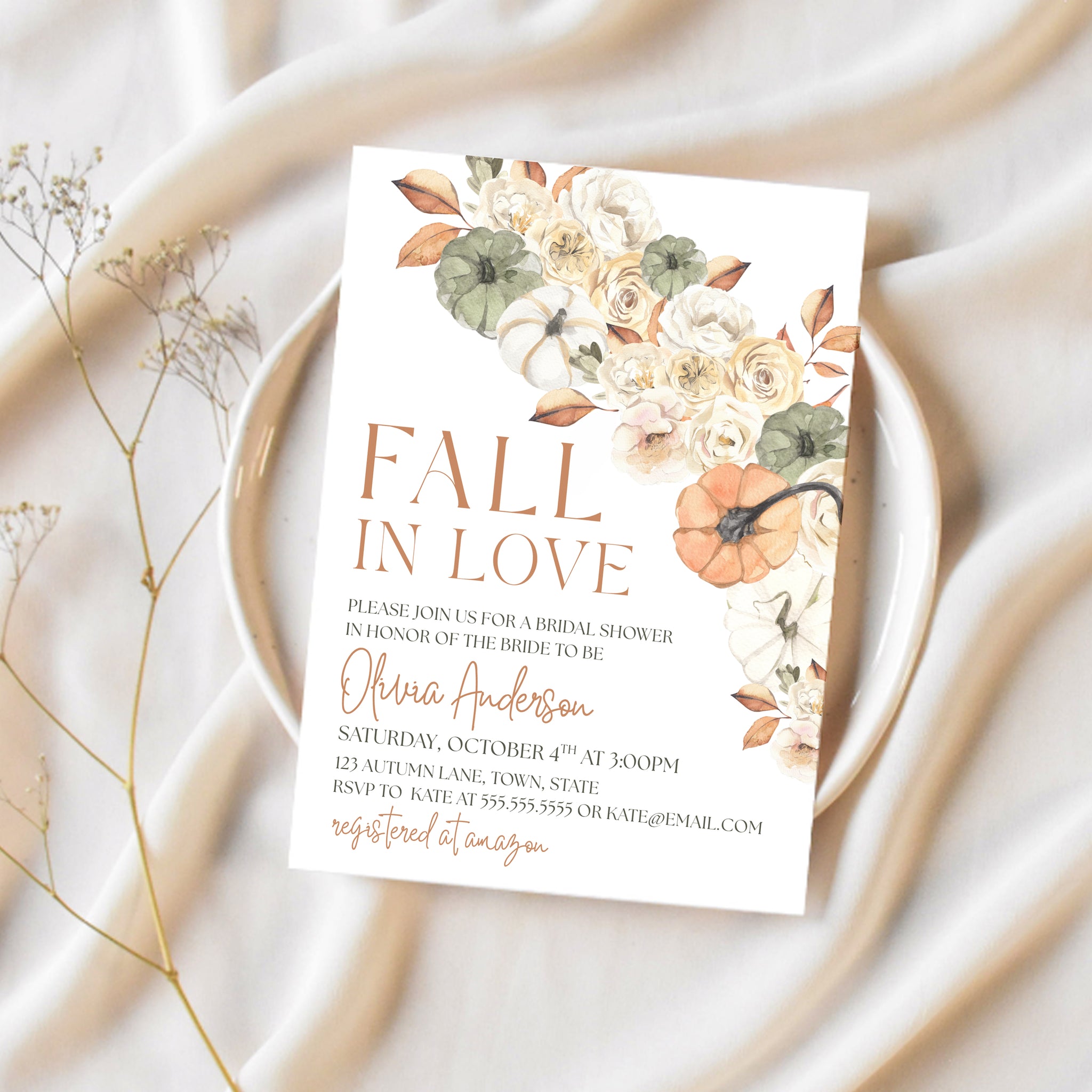 Fall Bridal Shower Invitation | Fall In Love Bridal Shower | Ollie + Hank