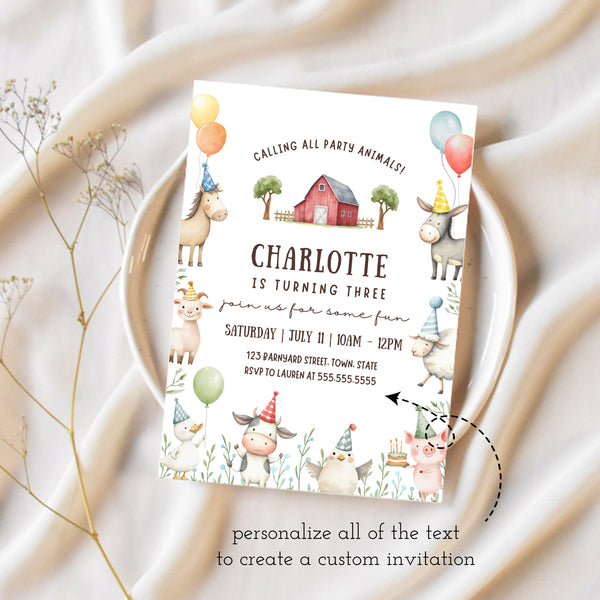 Farm BIrthday Theme | Farm Birthday Invitation | Ollie + Hank