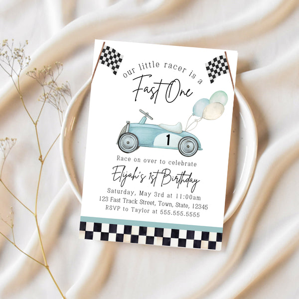 Fast One Birthday Party | Race Car Birthday Invitation | Ollie + Hank