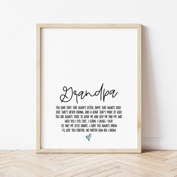 Handprint Art For Grandpa | Fathers Day Gift For Grandpa | Ollie + Hank