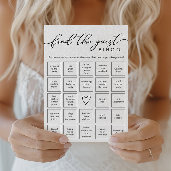 Bridal Shower Game | Find The Guest Bingo | Ollie + Hank