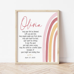 First Communion Gift For Goddaughter | Rainbow Blessing Print | Ollie + Hank