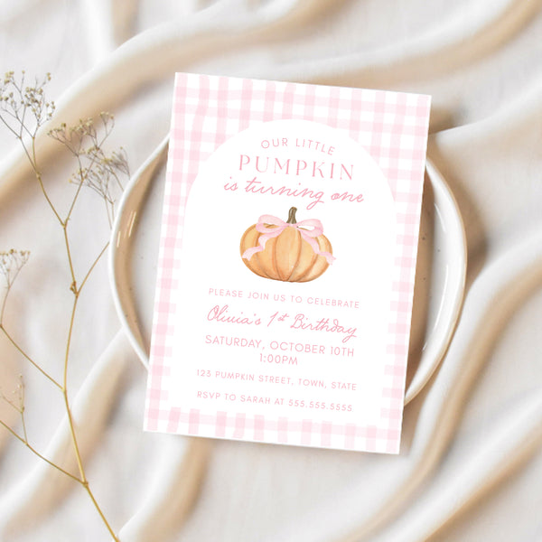 First Birthday Invitation | Our Little Pumpkin Is Turning One | Ollie + Hank