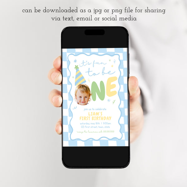 Fun To Be One Birthday Invitation | First Birthday Invitation | Ollie + Hank