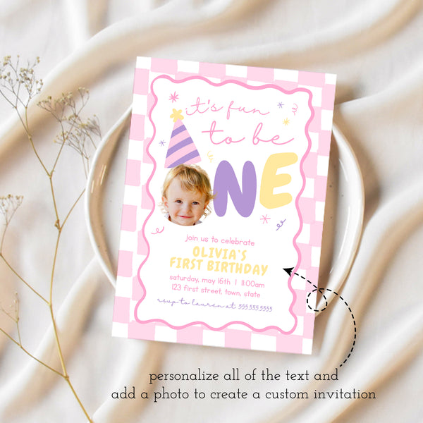 Fun To Be One Birthday Invitation | First Birthday Invitation | Ollie + Hank
