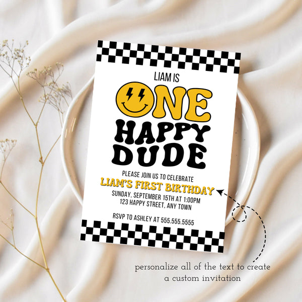 One Happy Dude Birthday | First Birthday Invitation Template | Ollie + Hank