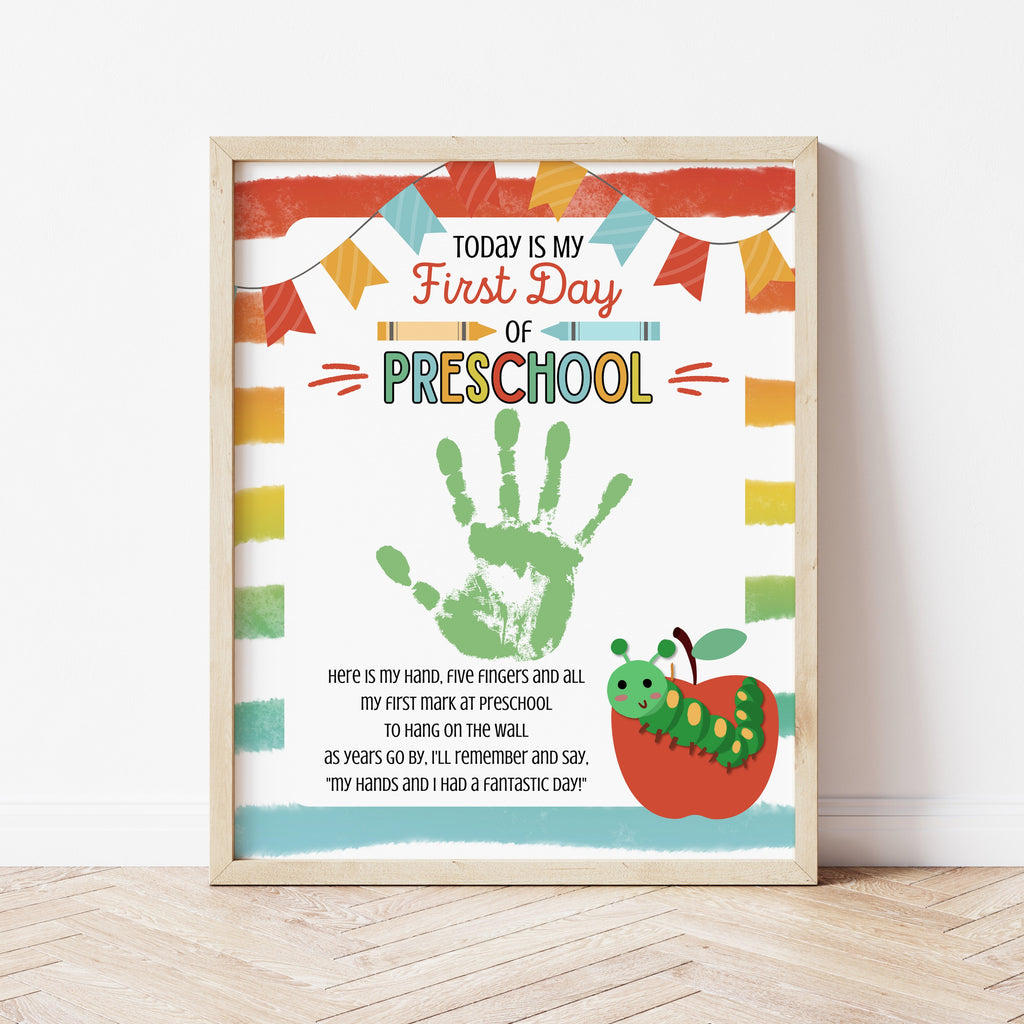First Day Of Preschool Crafts First Day Of School Handprint Poem First day of preschool crafts first day of school handprint poem