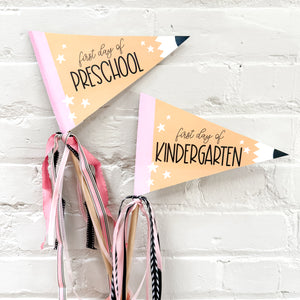 First Day School Pennant Flag | First Day Of School Sign | Ollie + Hank