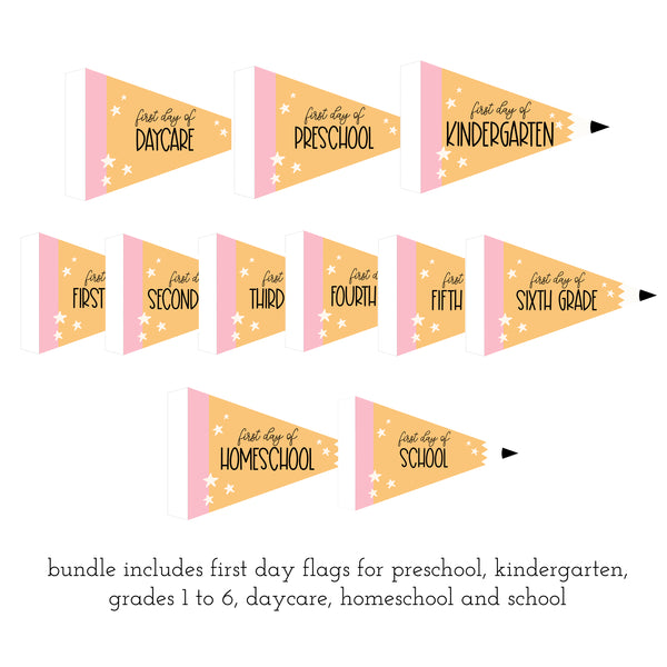 First Day School Pennant Flag | First Day Of School Sign | Ollie + Hank