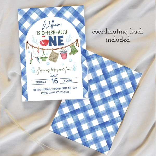 Ofishally One Invitations | Fishing Birthday Party | Ollie + Hank