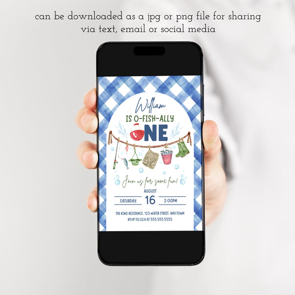 Ofishally One Invitations | Fishing Birthday Party | Ollie + Hank