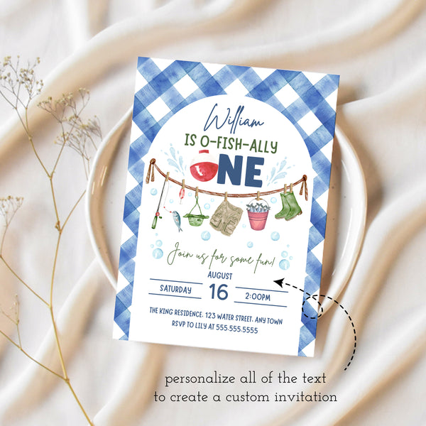 Ofishally One Invitations | Fishing Birthday Party | Ollie + Hank