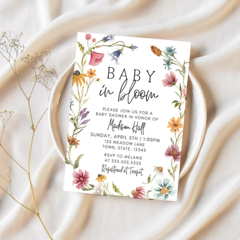 Floral Baby Shower Invitations | Baby In Bloom Baby Shower | Ollie + Hank