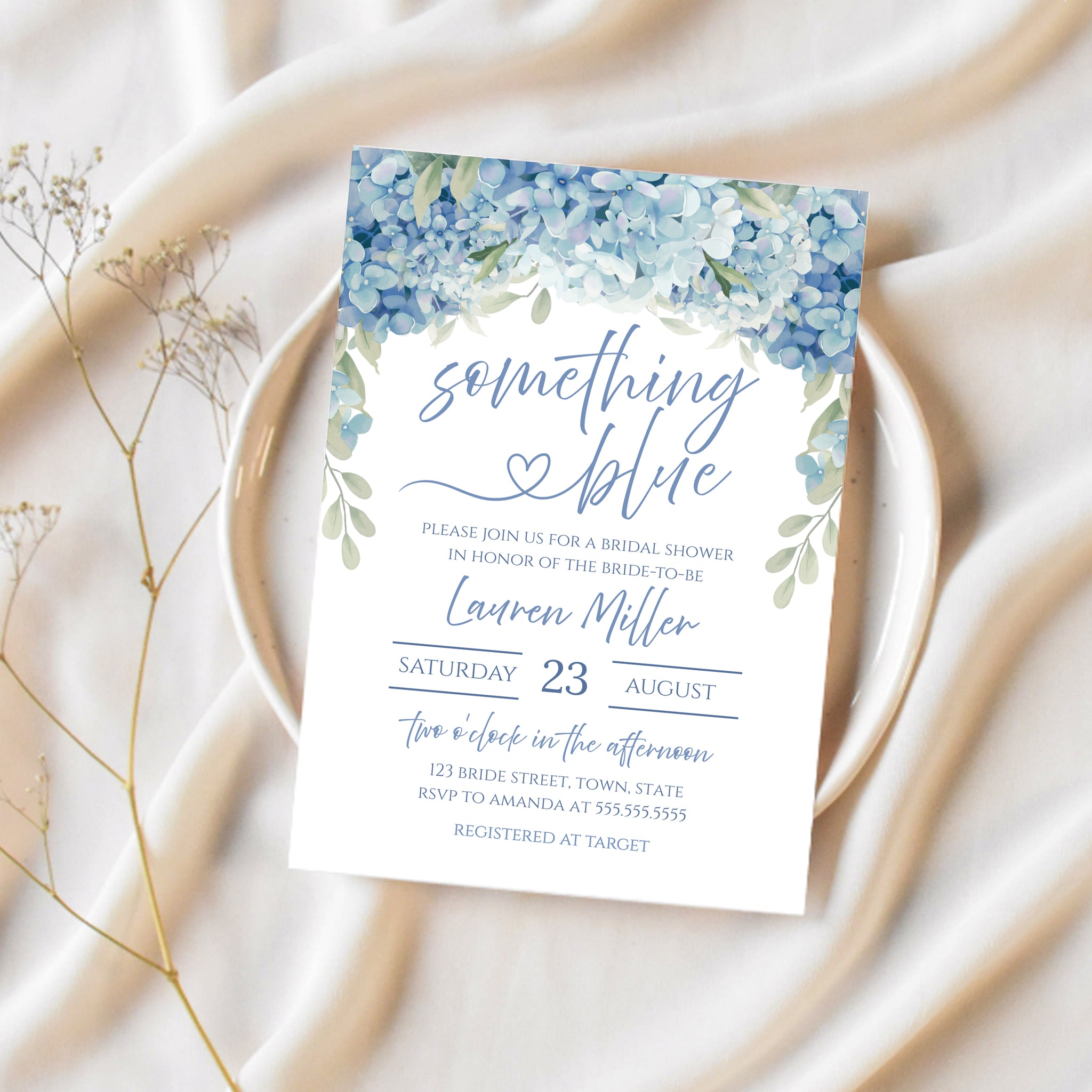 Floral Bridal Shower Invitation | Something Blue Bridal Shower | Ollie + Hank