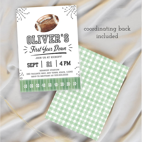 First Year Down Birthday | Football Birthday Invitation | Ollie + Hank