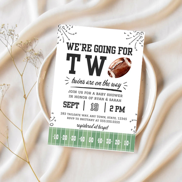 Football Baby Shower Invitations | Twin Baby Shower Invitations | Ollie + Hank