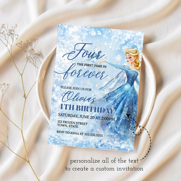 4th Birthday Invite | Frozen Birthday Invitation | Ollie + Hank