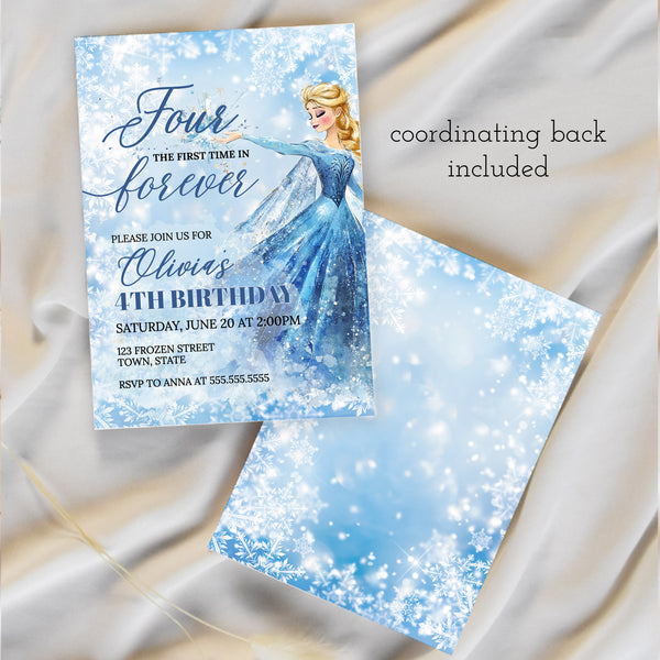 4th Birthday Invite | Frozen Birthday Invitation | Ollie + Hank