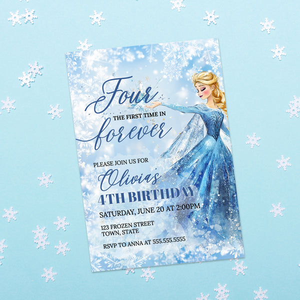 4th Birthday Invite | Frozen Birthday Invitation | Ollie + Hank