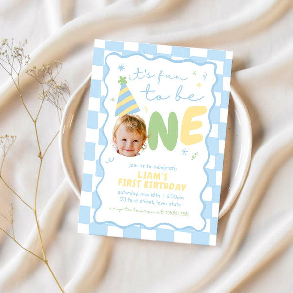 Fun To Be One Birthday Invitation | First Birthday Invitation | Ollie + Hank