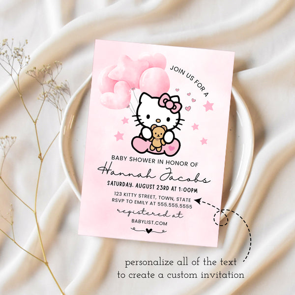 Hello Kitty Baby Shower Invitations | Girl Baby Shower Invitations | Ollie + Hank