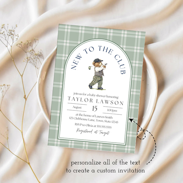 New To The Club Baby Shower | Golf Baby Shower Invitations | Ollie + Hank