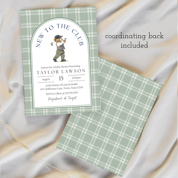 New To The Club Baby Shower | Golf Baby Shower Invitations | Ollie + Hank