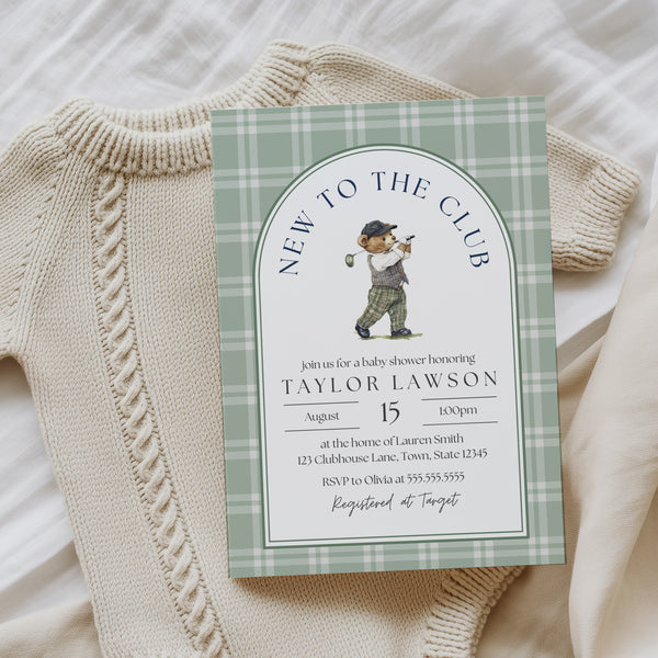 New To The Club Baby Shower | Golf Baby Shower Invitations | Ollie + Hank